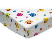 NoJo Baby Shark 2-Piece Toddler Sheet Set - Fitted Sheet and Pillow Case, White, Blue, Toddler Bed Unisex