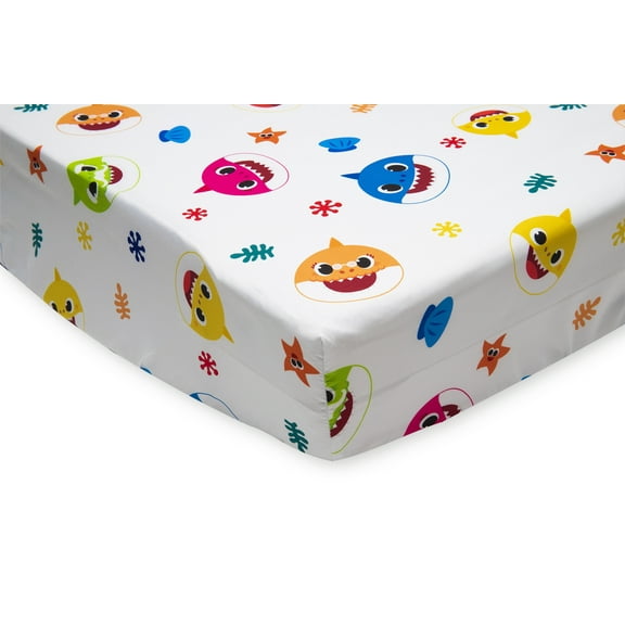 NoJo Baby Shark 2-Piece Toddler Sheet Set - Fitted Sheet and Pillow Case, White, Blue, Toddler Bed Unisex