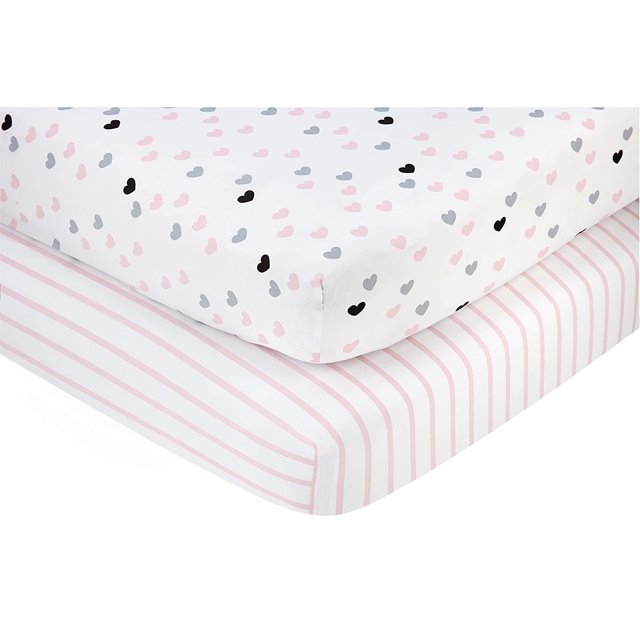NoJo Hugs and Kisses 2 Pack Fitted Crib Sheets