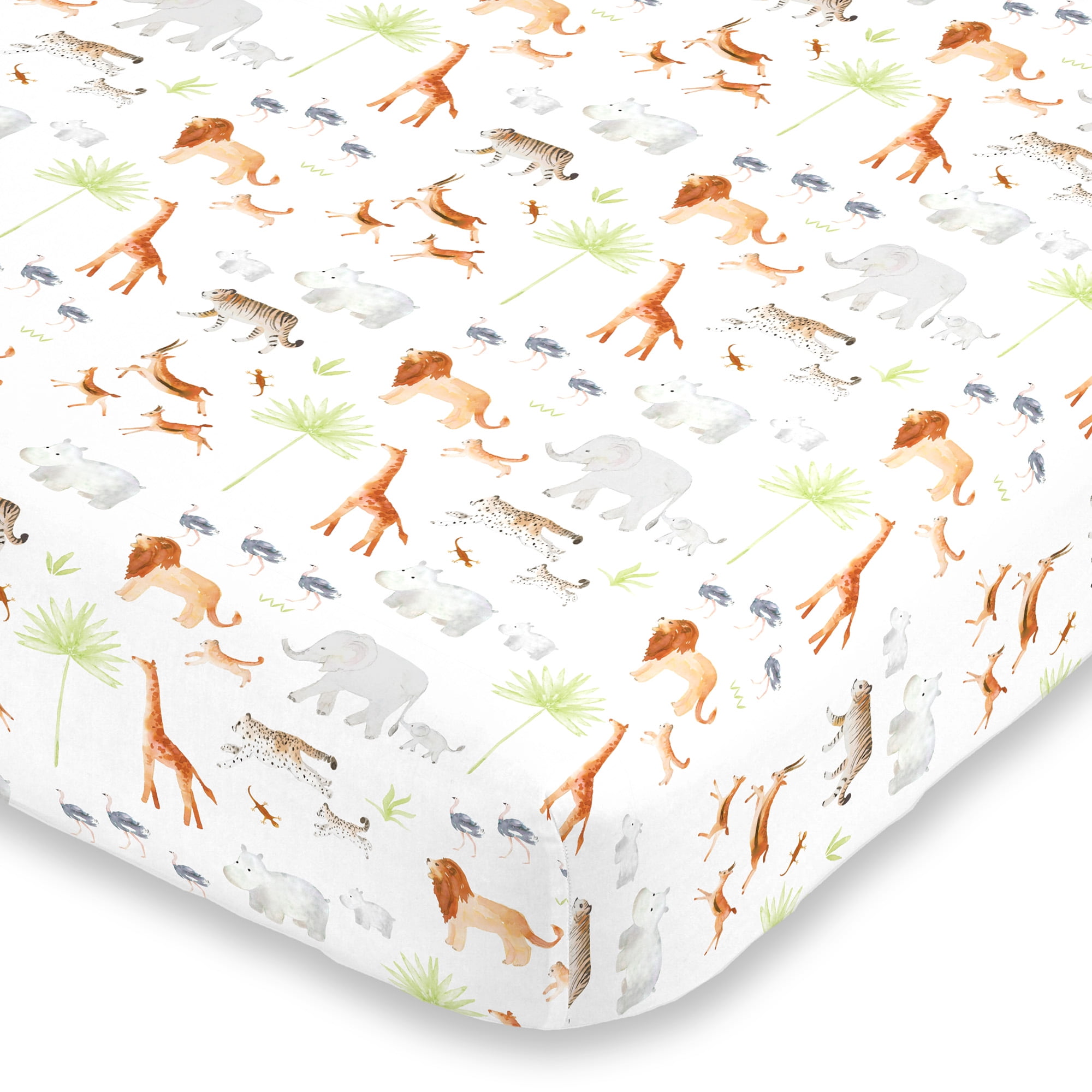 NoJo Jungle Tribe Animal Print Fitted Crib Sheet, Unisex