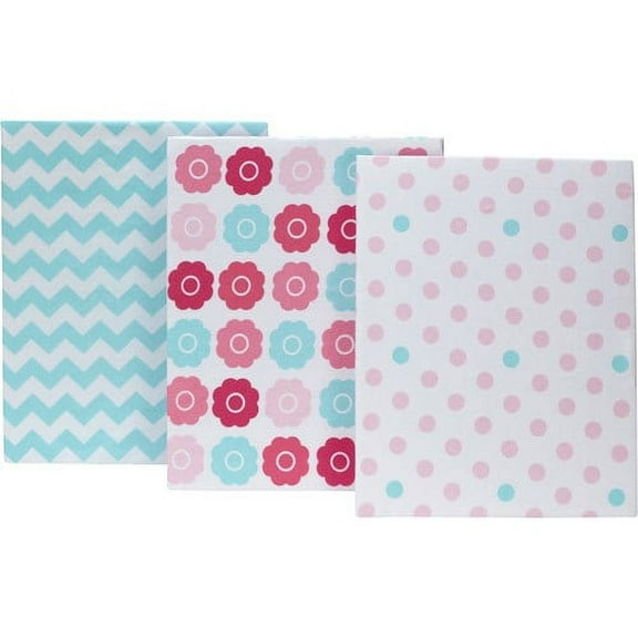 NoJo Modern White, Pink, Blue, Multi-color Floral, Chevron, Polka Dot Cotton Sheet Sets, Crib Bed, (3 Pieces)