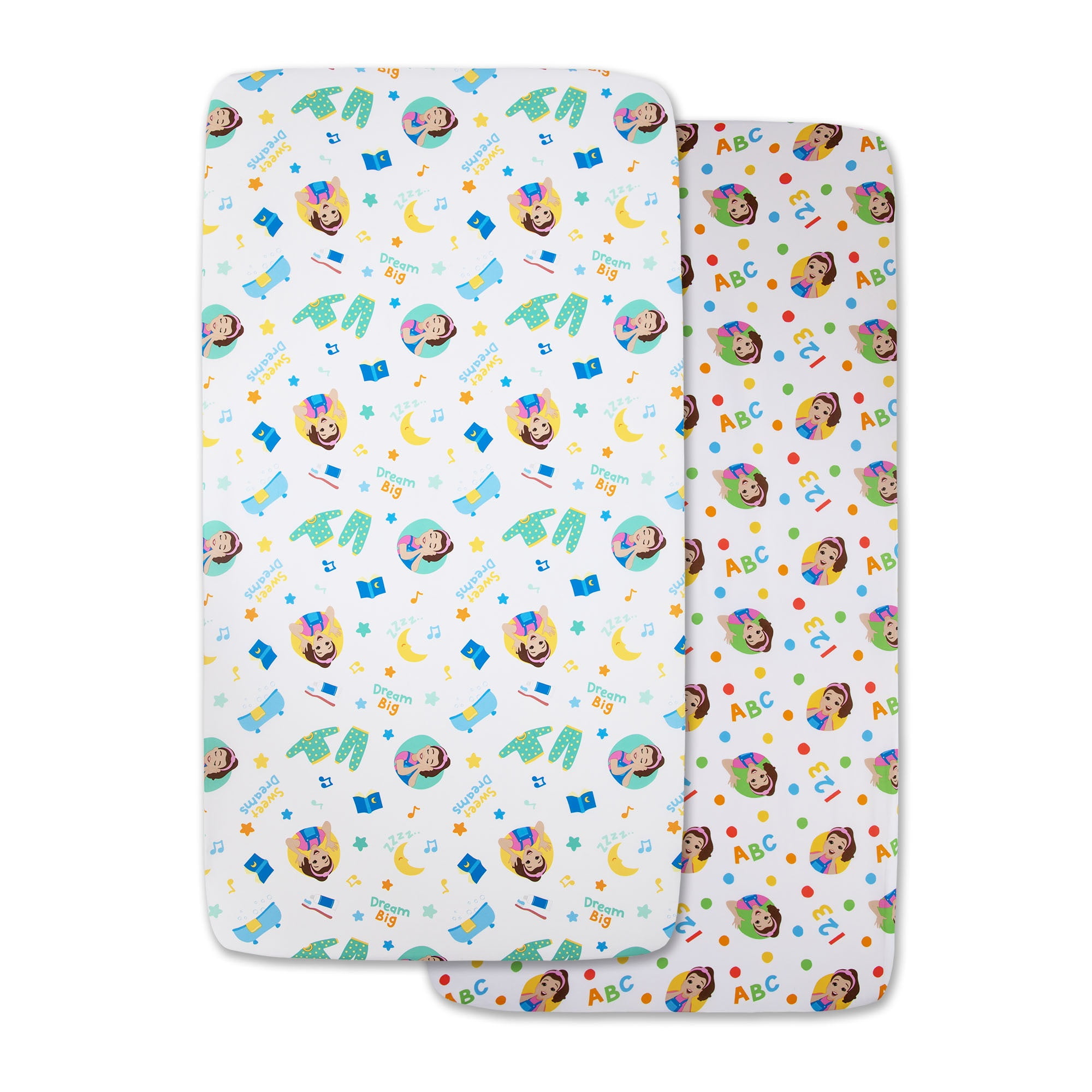 NoJo Ms. Rachel Toddler 2-Piece Unisex Fitted Bed Sheet Set