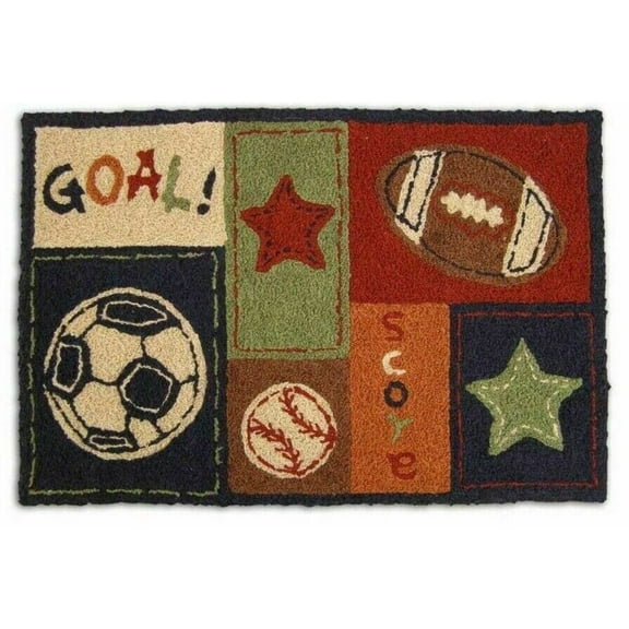 NoJo My Little MVP 20"x 30" Decorative Accent Rug, Navy/Tan/Orange/Burgundy