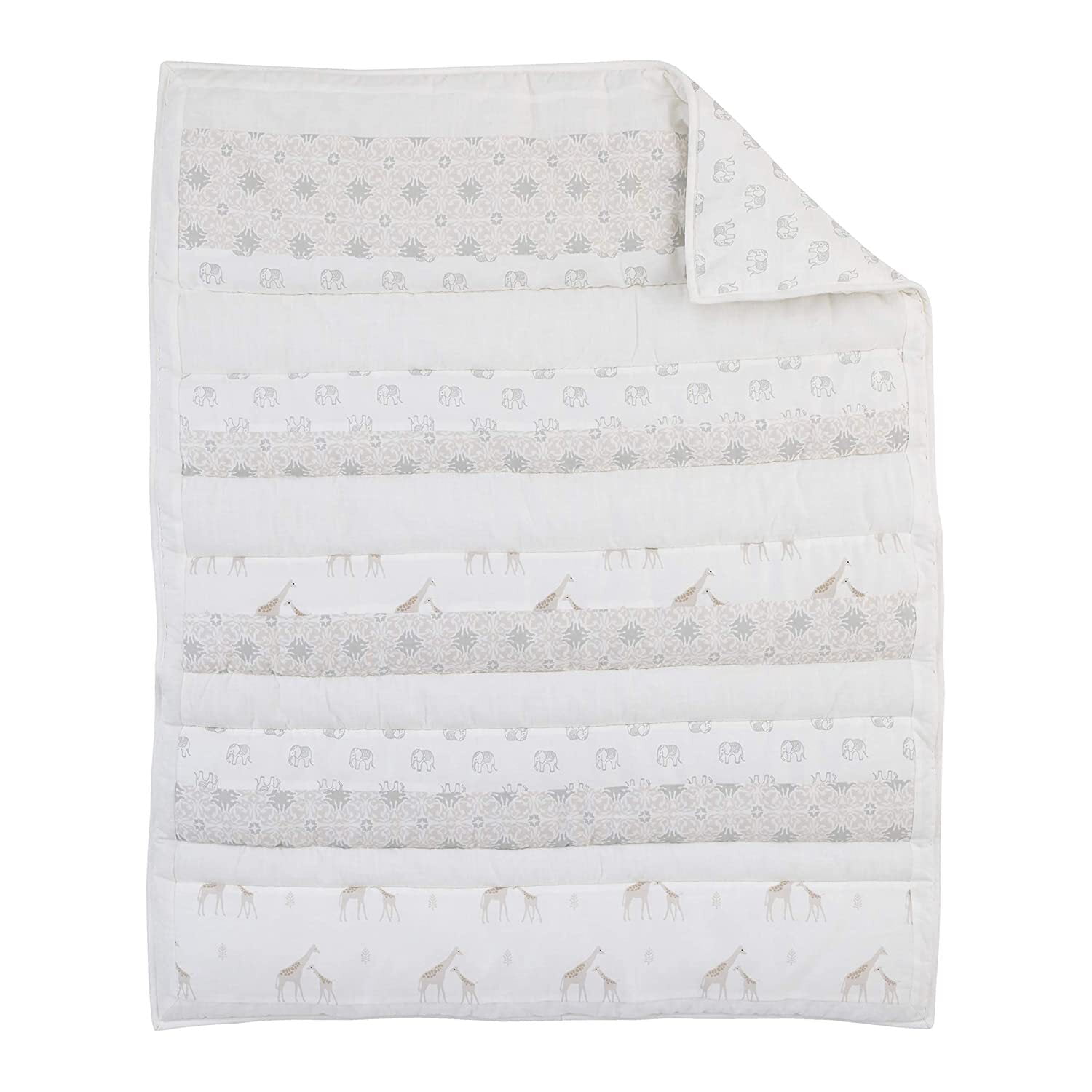 NoJo Serendipity - Grey and Taupe Safari 100% Cotton Crib Size Comforter