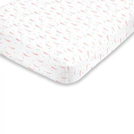 NoJo Super Soft Watercolor Narwhal Fitted Mini Crib Sheet, Pink/Aqua/White