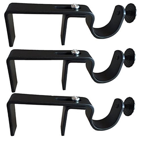 NONO Bracket - Outside Mounted Blinds Curtain Rod Bracket Attachment Set of 3 (Black)