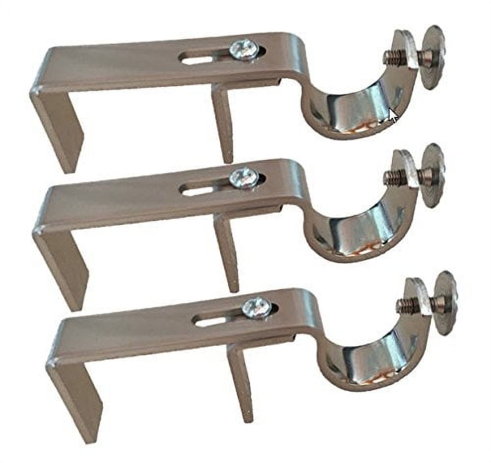Adjustable Satin Nickel No-Drill Curtain Rod Bracket Set