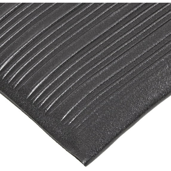 NoTrax T42 Heavy Duty PVC Safety/Anti-Fatigue Comfort Rest Ribbed Foam, for Dry Areas, 3' Width x 5' Length x 9/16" Thickness, Coal