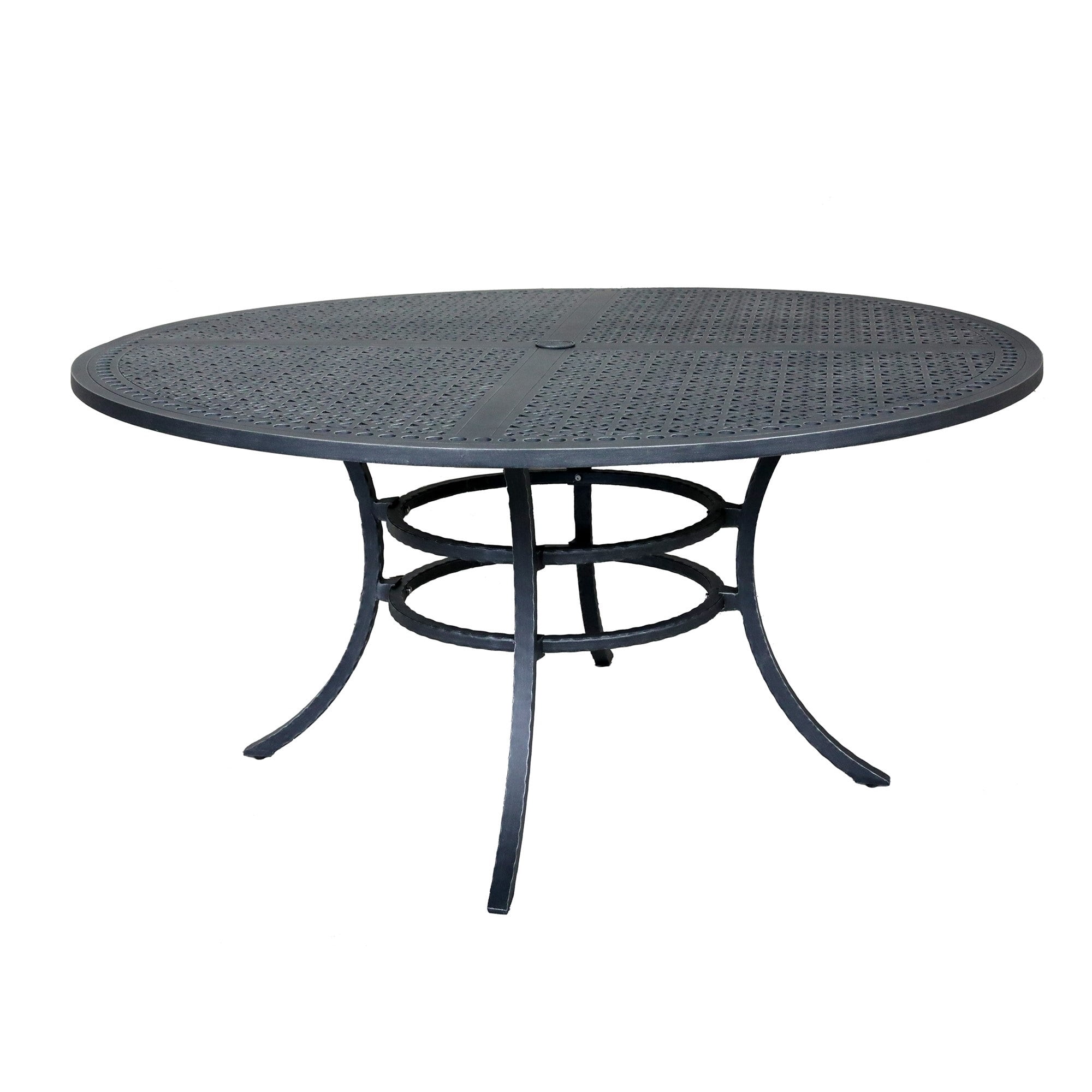 Noah 60 Inch Modern Outdoor Dining Table, Round, Aluminum, Blackened ...