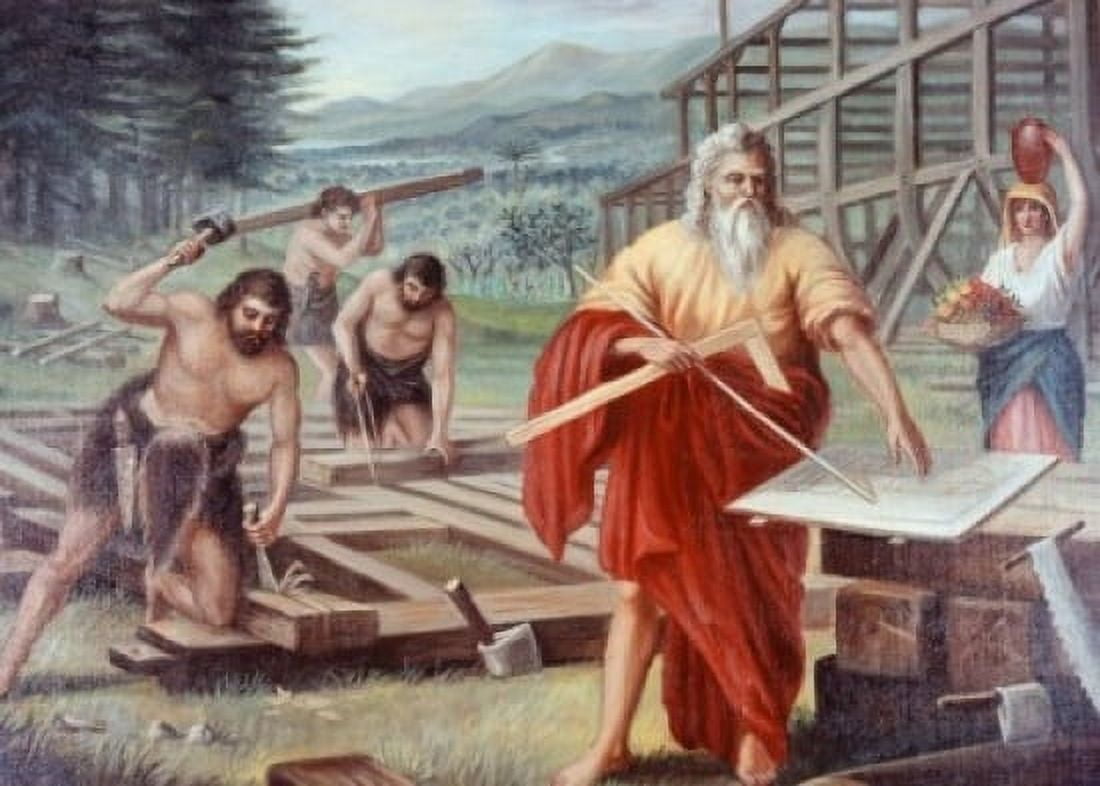 Noah Building the Ark Vittorio Bianchini (1797-1880 Italian) Ackermann and Johnson LTD London Canvas Art - Vittorio Bianchini (24 x 36)