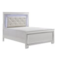 thumbnail image 1 of Noah Contemporary Full Bed, LED Backlit Crystal Tufted Headboard, White, 1 of 5