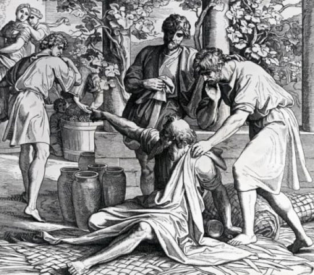 Noah Curses Ham for His Mockery by Julius Schnorr von Carolsfeld illustration (1794-1872) Canvas Art - Julius Schnorr von Carolsfeld (24 x 36)
