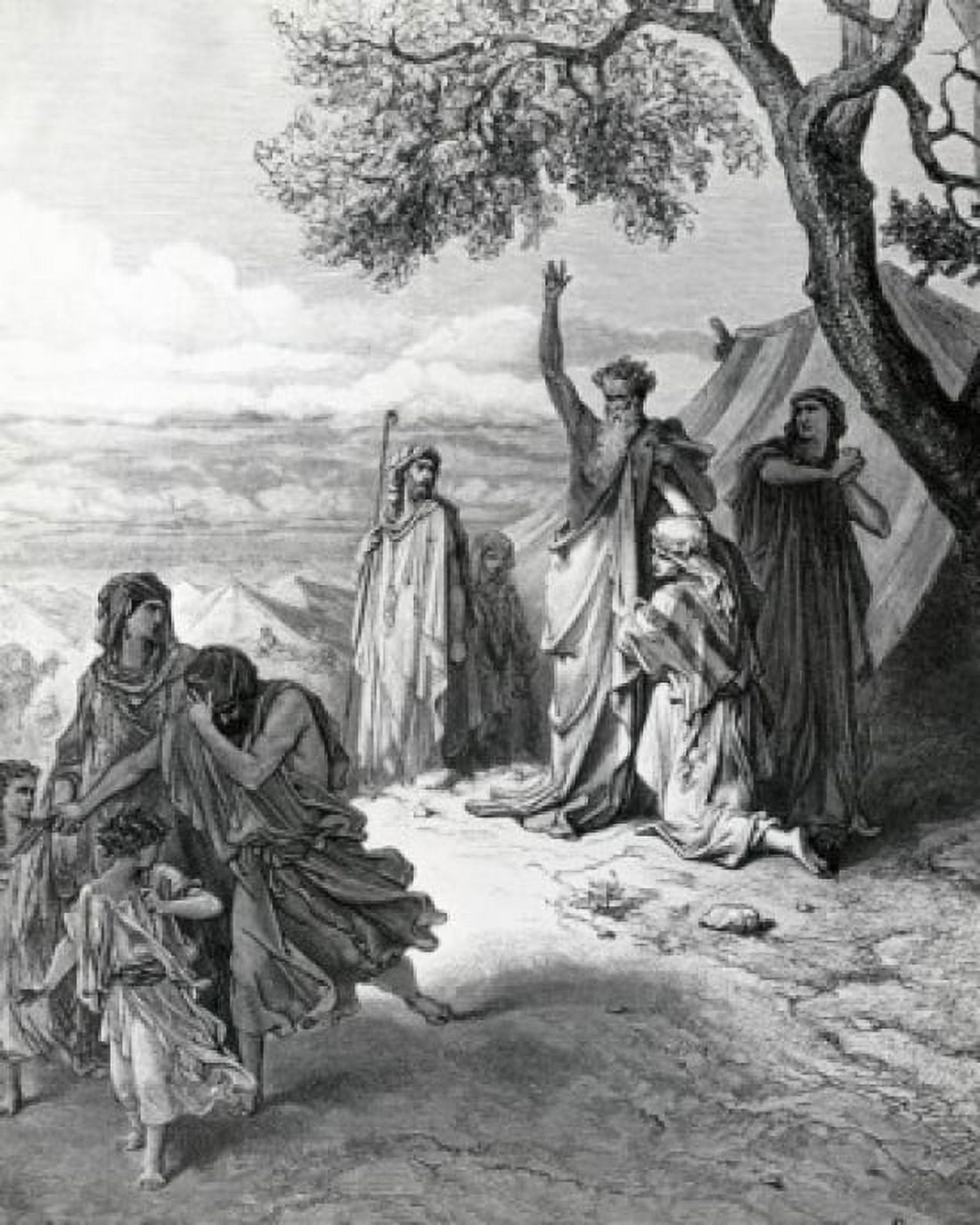 Noah Driving Ham Away by Gustave Dore illustration (1832-1883) Canvas Art - Gustave Dore (18 x 24)