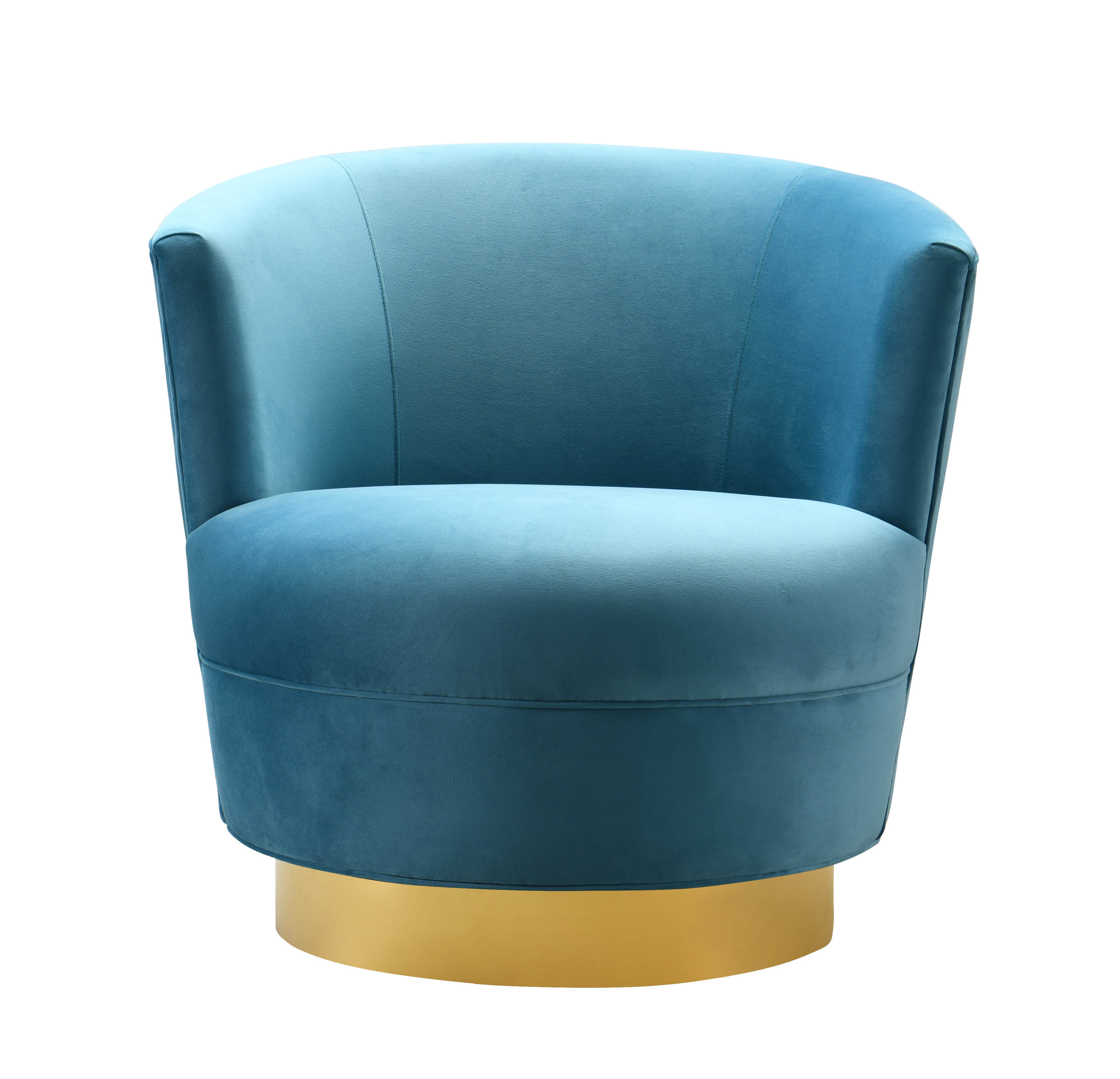 Noah Gold Base Lake Blue Swivel Chair by TOV Furniture - image 1 of 6