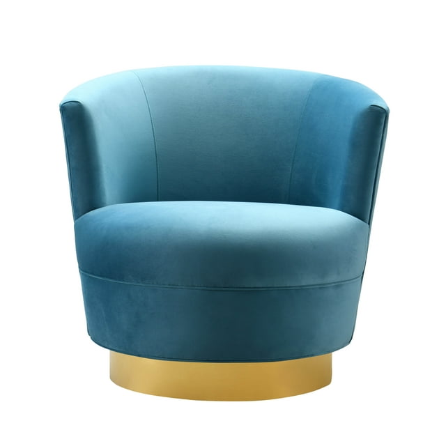 Noah Gold Base Lake Blue Swivel Chair by TOV Furniture