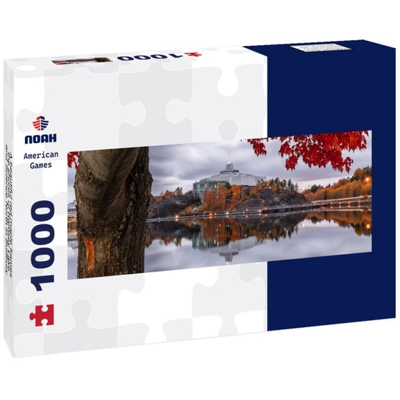 Noah Jigsaw Puzzle A beautiful red maple frames the shores of Ramsey Lake and Science North in Sudbury, ON panorama 1000 pieces