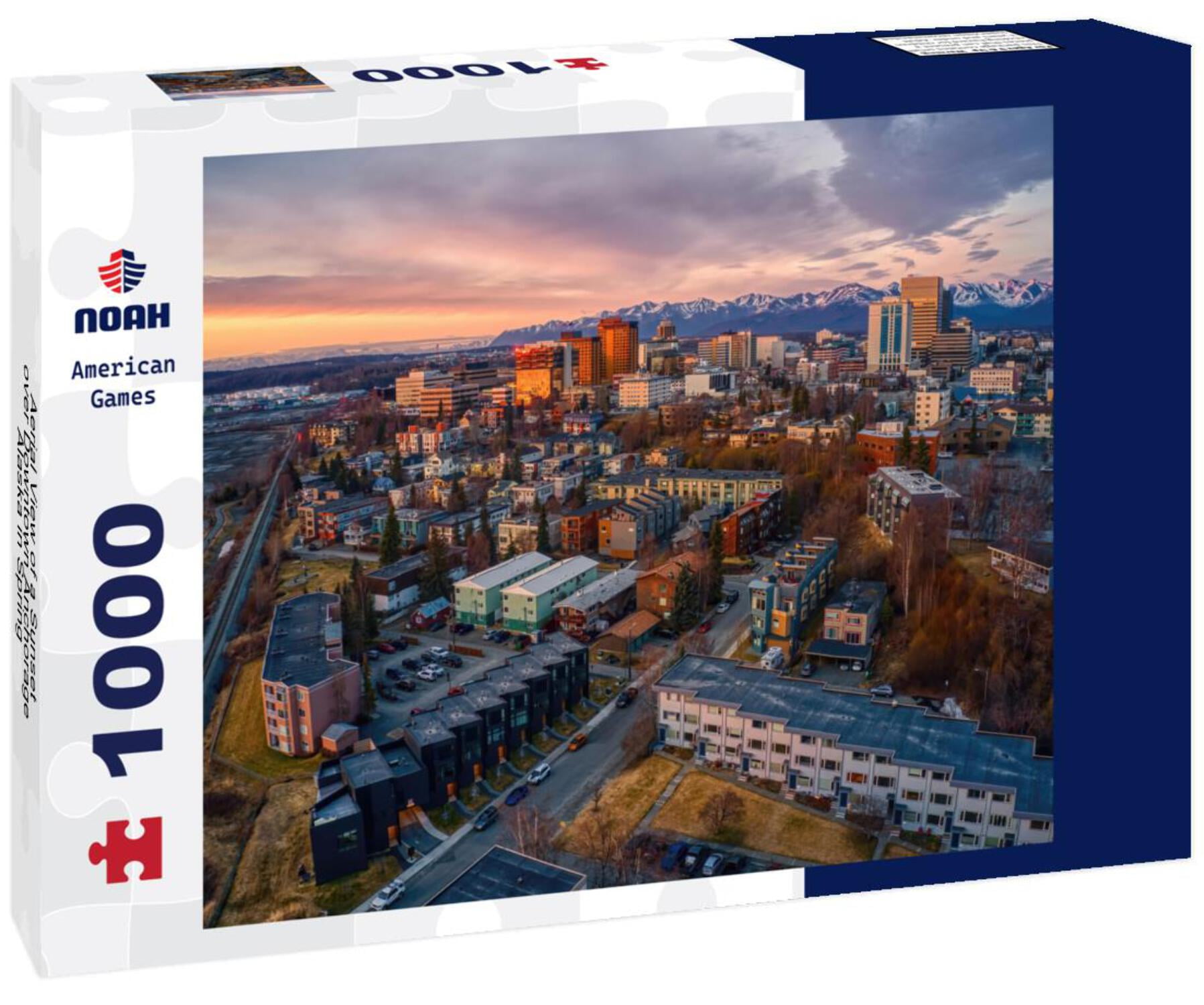 Noah Jigsaw Puzzle Aerial View of a Sunset over Downtown Anchorage, Alaska in Spring 1000 pieces