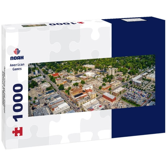 Aerial View of the College Town of Manhattan, Kansas in Summer 1000pc Panoramic Puzzle