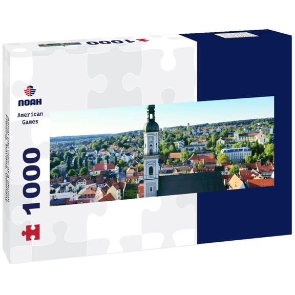 Aerial city view of a church, Freising, Bavaria, Germany 1000pc Panoramic Puzzle