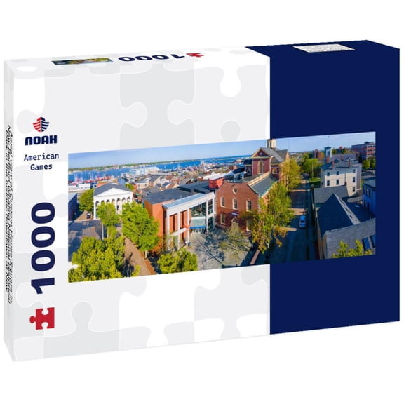 Aerial view of Custom House Square in New Bedford Whaling National Historical Park in the historic downtown of New Bedford, Massachusetts MA, USA 1000pc Panoramic Puzzle