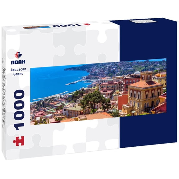 Aerial view from the hill above Naples, Italy. View of the old city of Naples from Castel Sant'Elmo. Sunny spring day 1000pc Panoramic Puzzle