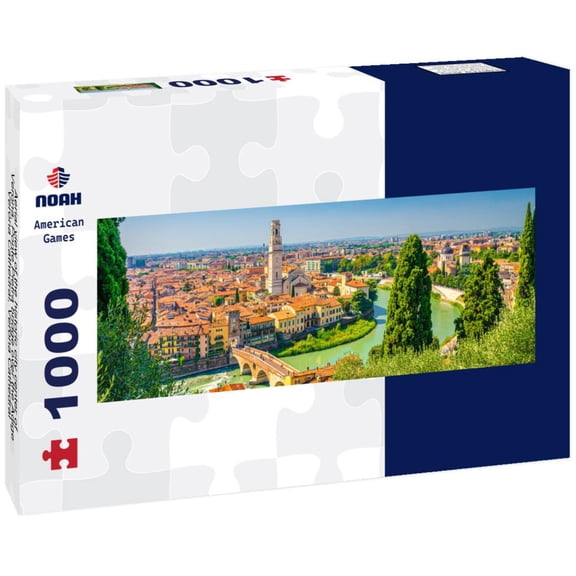 Noah Jigsaw Puzzle Aerial view of the historic city center of Verona, Ponte Pietra bridge over the Adige, Verona Cathedral, Verona Cathedral panorama 1000 pieces