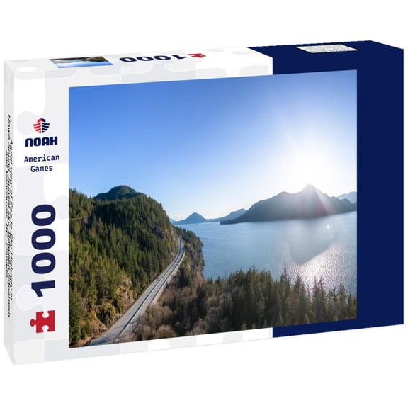 Noah Jigsaw Puzzle Aerial view of Sea to Sky Highway in Howe Sound. Sunset sky. Between Squamish and Vancouver, BC, Canada 1000 pieces