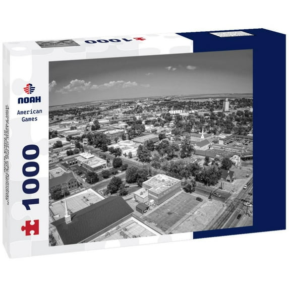 Noah Jigsaw Puzzle Aerial view of the city Kulmbach with Plassenburg in Franconia in black white 1000 pieces