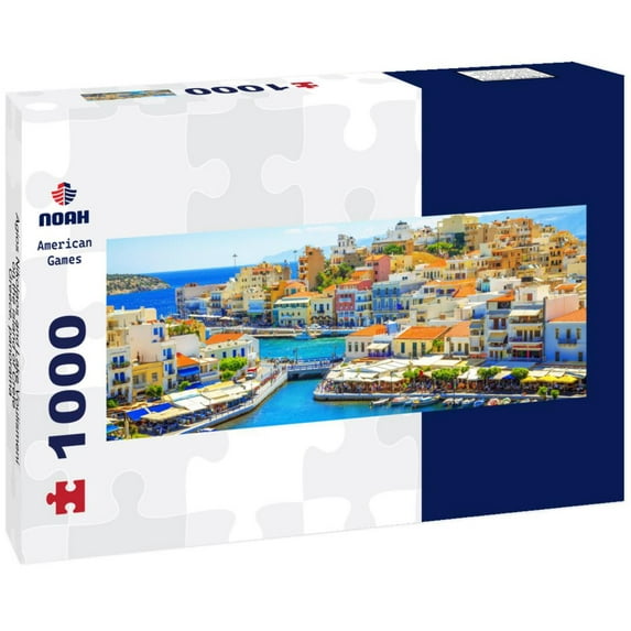Agios Nikolaos and Lake Voulismeni on the island of Crete, Greece, 1000pc Panoramic Puzzle