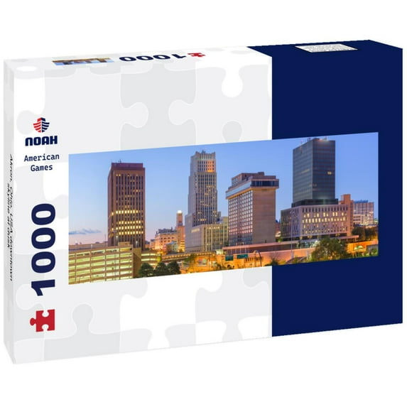 Akron, Ohio, USA downtown skyline at dusk 1000pc Panoramic Puzzle