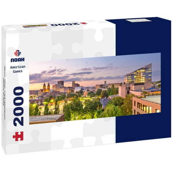 Noah Jigsaw Puzzle Akron, Ohio, USA downtown skyline at dusk panorama 2000 pieces