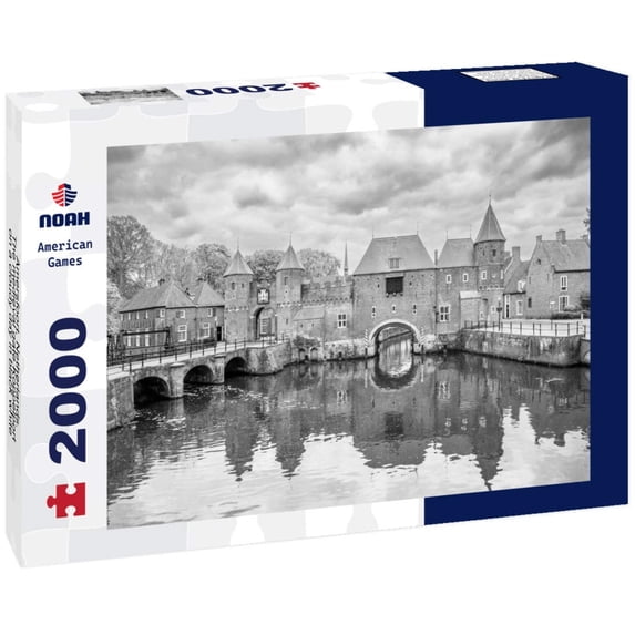 Noah Jigsaw Puzzle Amersfoort, Netherlands. The medieval gate Koppelport on a cloudy day in black white 2000 pieces