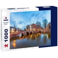 thumbnail image 1 of Noah Jigsaw Puzzle Amsterdam, Netherlands bridges and canals at twilight 1000 pieces, 1 of 2