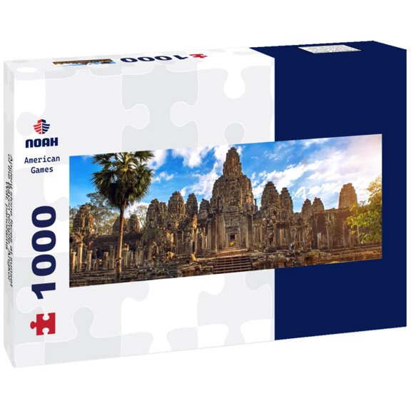 Noah Jigsaw Puzzle Ancient stone faces at sunset of the Bayon temple, Angkor Wat, panorama Panorama 1000 Pieces