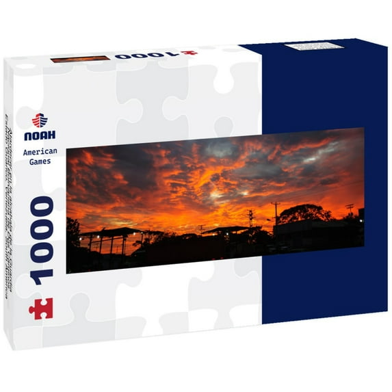 Atardecer en la alcabala de la Guardia Nacional Bolivariana de Dos Caminos, Estado Guárico, Venezuela, South America 1000pc Panoramic Puzzle