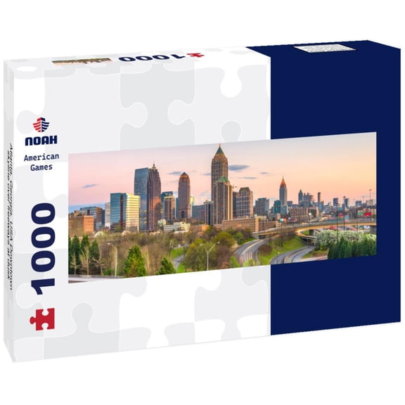 Atlanta, Georgia, USA Downtown skyline over freeways at dusk 1000pc Panoramic Puzzle