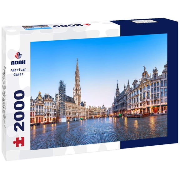 Noah Jigsaw Puzzle Brussels, Belgium at the Grand Place with the tower of the town hall at blue hour 2000 pieces