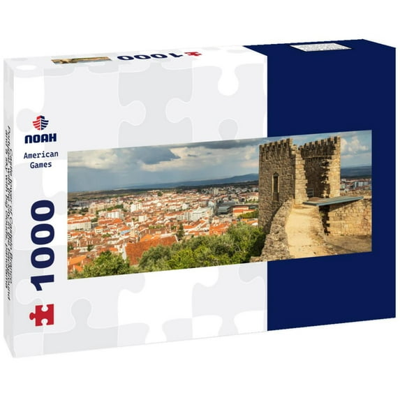 Noah Jigsaw Puzzle Castle tower of Castelo Branco, Portugal, with the city in the background and a sky with big clouds, panorama Panorama 1000 Pieces