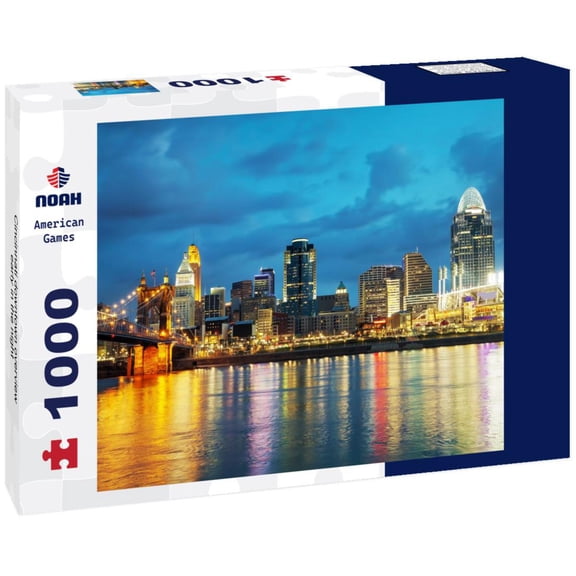 Noah Jigsaw Puzzle Cincinnati downtown overview early in the night 1000 pieces