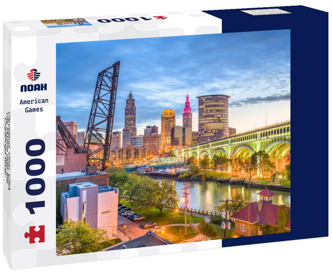 Noah Jigsaw Puzzle Cleveland, Ohio, USA city skyline over the Cuyahoga