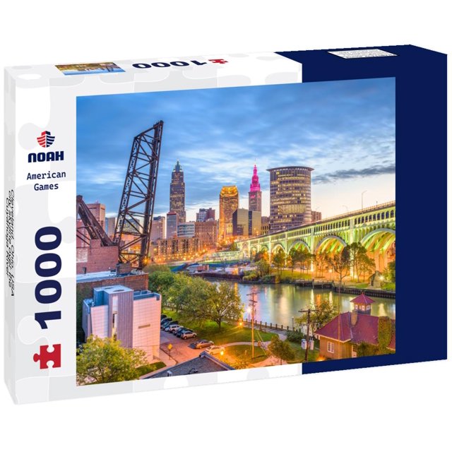 Noah Jigsaw Puzzle Cleveland, Ohio, USA city skyline over the Cuyahoga