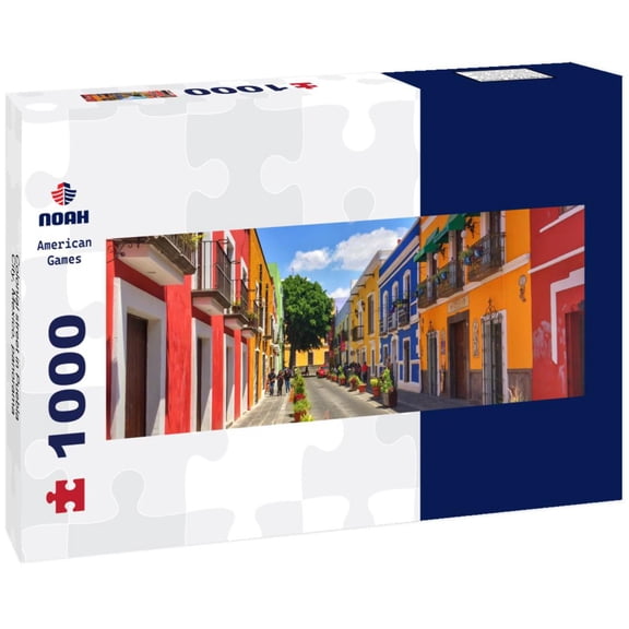 Colonial street in Puebla City, Mexico, 1000pc Panoramic Puzzle