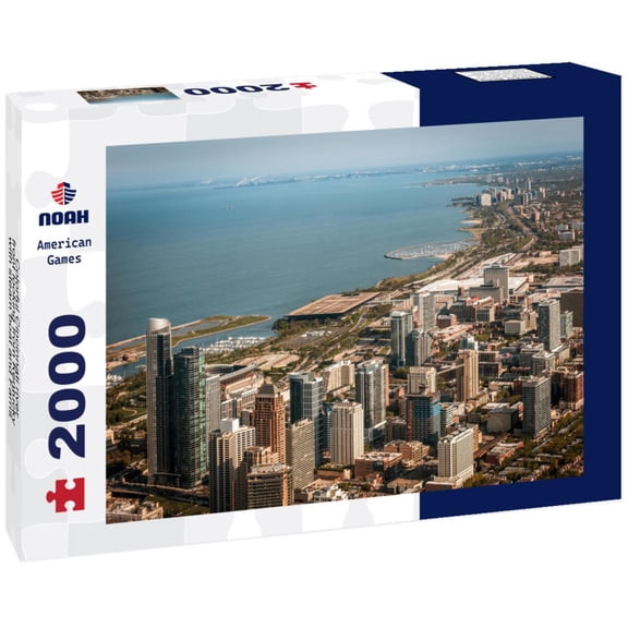 Noah Jigsaw Puzzle Colorful Cincinnati river front looking from Kentucky with steam boat and Farris wheel 2000 pieces