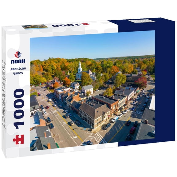 Noah Jigsaw Puzzle Concord historic town center aerial view in fall with fall foliage on Main Street in town of Concord, Massachusetts MA 1000 pieces