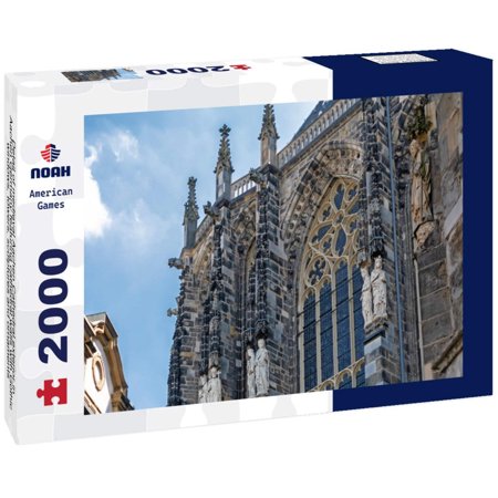 Detail of medieval Aachen Cathedral exterior in Aachen Germany featuring cathedral walls with Gothic windows, towers, sculptures and ornaments 2000pc Puzzle
