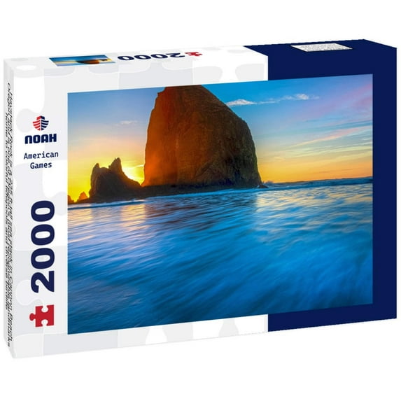 Haystack Rock is a 235 ft-tall sea stack in Cannon Beach, Oregon and is one of Oregon's most recognizable landmarks, home to colorful tidepools and diverse birdlife 2000pc Puzzle
