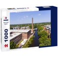 thumbnail image 1 of Noah Jigsaw Puzzle Historic Francis Cabot Lowell Mill building at Charles River and Waltham historic city center aerial view in city of Waltham, Massachusetts MA 1000 pieces, 1 of 2