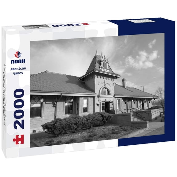 Noah Jigsaw Puzzle Manhattan, Kansas Train Depot Location in black white 2000 pieces