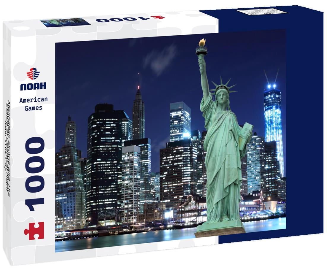 Noah Jigsaw Puzzle Manhattan skyline and The Statue of Liberty at Night ...