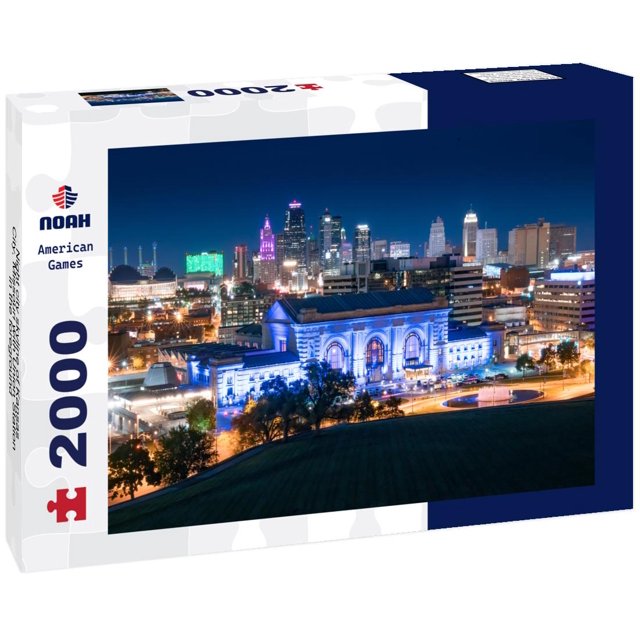 Noah Jigsaw Puzzle Night city skyline of Kansas City, Missouri with